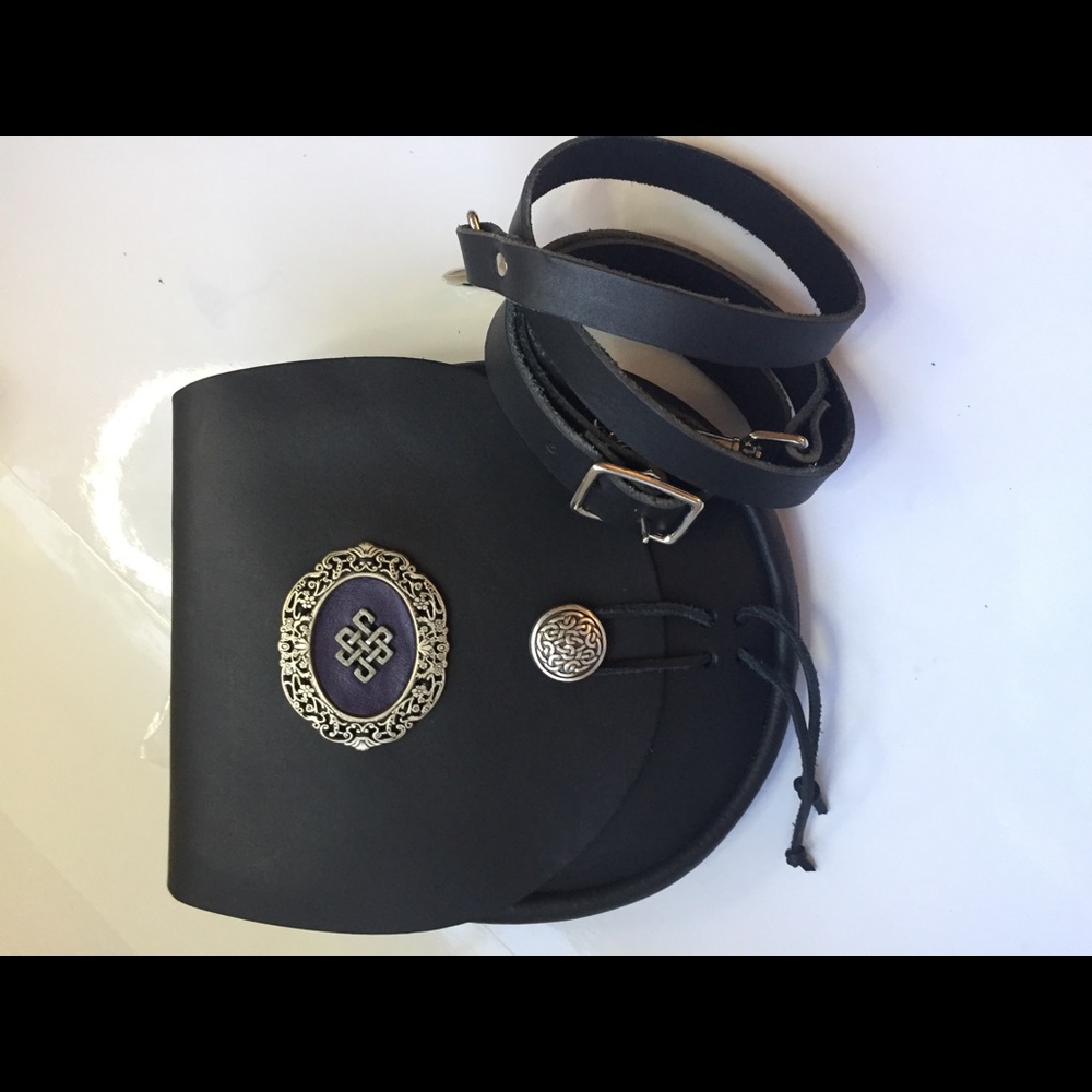 Black leather Celtic Sporran. Used once.